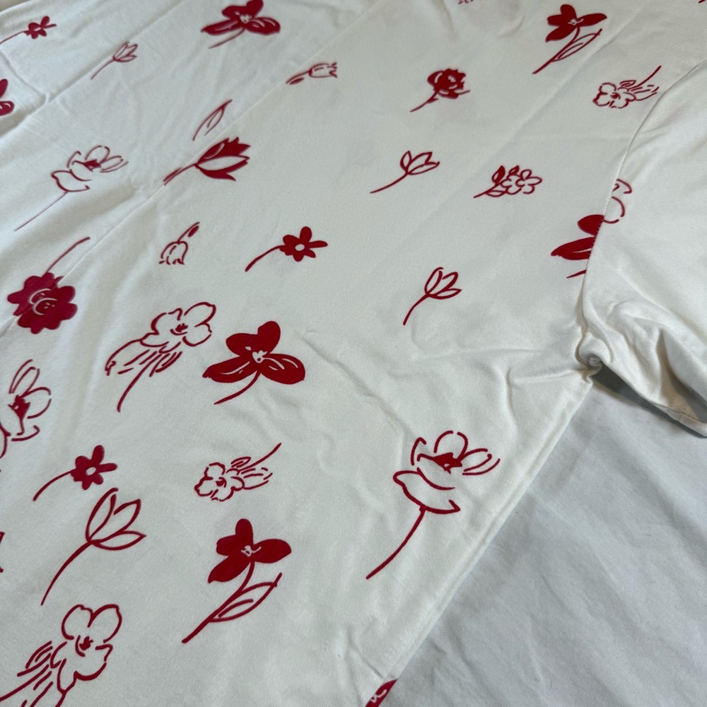 Serengeti White & Red Floral XL Maxi Dress Short Sleeve Women’s A-Line Pullover - Picture 14 of 15
